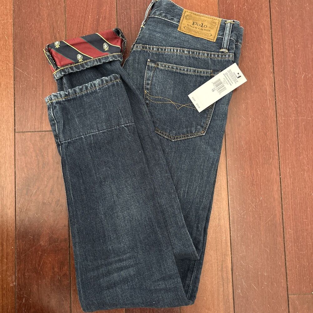 Polo Ralph Lauren ‘The Sullivan Slim’ Repp Tie Cuff Jeans – Boys Size 18  NWT
